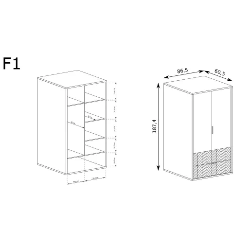 Fonti F-1 gardróbszekrény, karamell tölgy