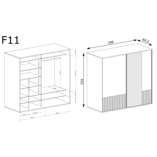 Fonti F-11 gardróbszekrény, karamell tölgy