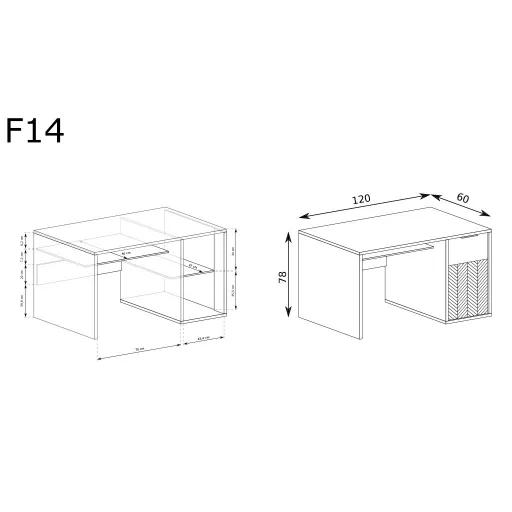 Fonti F-14 íróasztal, karamell tölgy