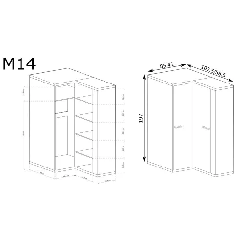 Mediolan M-14 gardróbszekrény, hikora fa