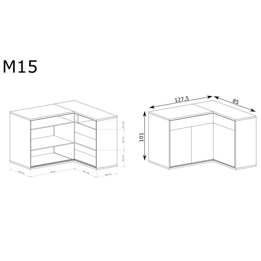 Mediolan M-15 komód, hikora fa