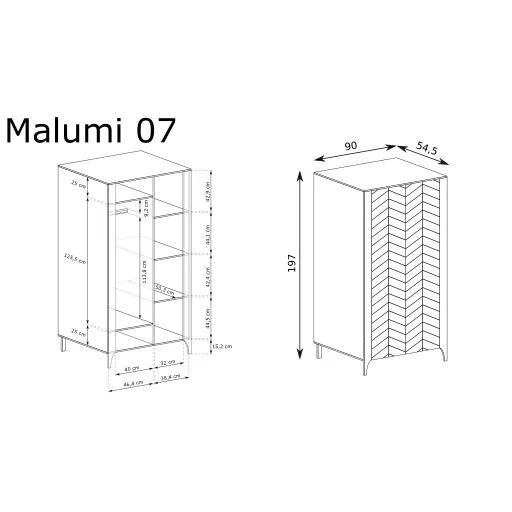 Malumi MM-7 gardróbszekrény, fekete