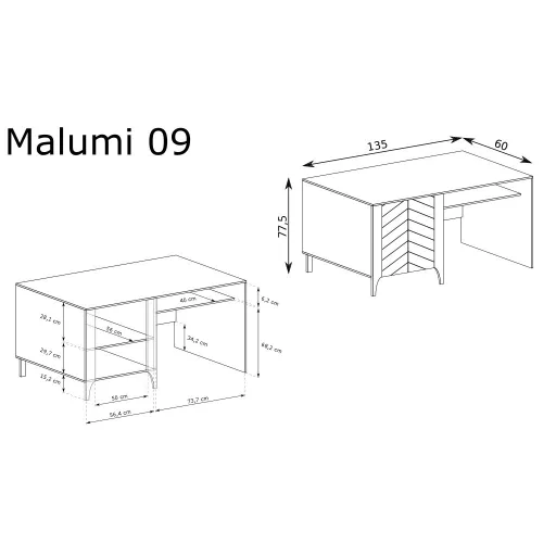 Malumi MM-9 íróasztal / számítógépasztal, fekete