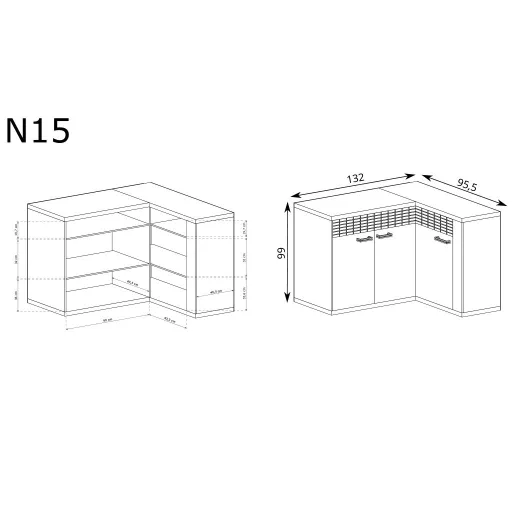 Natural N-15 komód, ribbeck tölgy, (LED-ek nélkül)