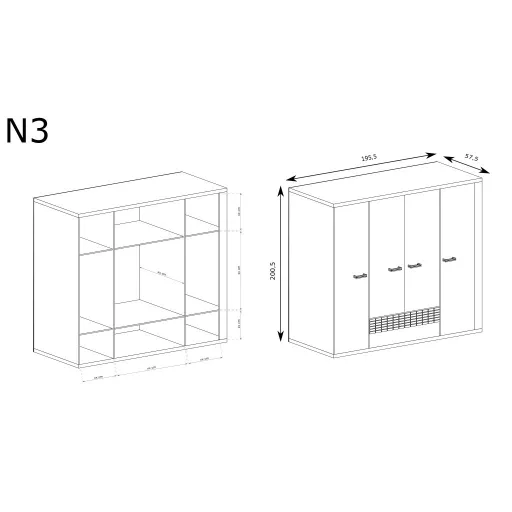 Natural N-3 gardróbszekrény, ribbeck tölgy, (LED-ek nélkül)
