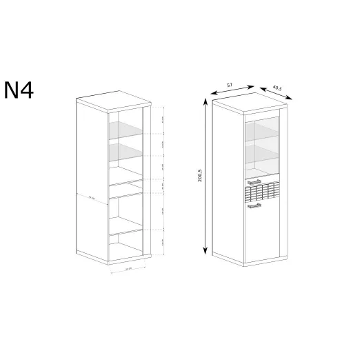Natural N-4 vitrin, ribbeck tölgy, (LED-ek nélkül)