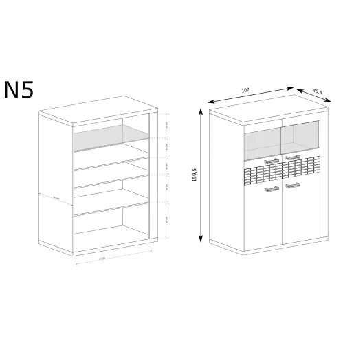 Natural N-5 vitrin, ribbeck tölgy, (LED-ek nélkül)