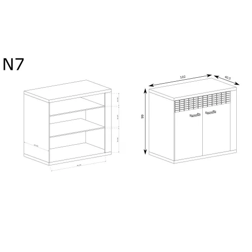 Natural N-7 komód, ribbeck tölgy, (LED-ek nélkül)