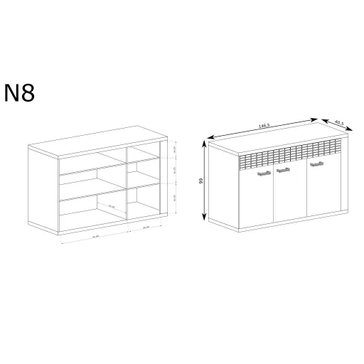 Natural N-8 komód, ribbeck tölgy, (LED-ek nélkül)