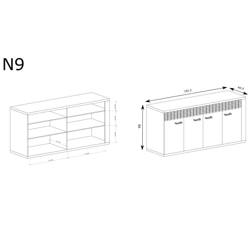 Natural N-9 komód, ribbeck tölgy, (LED-ek nélkül)