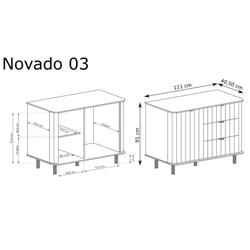 Novado NO-3 komód, alpesi fehér