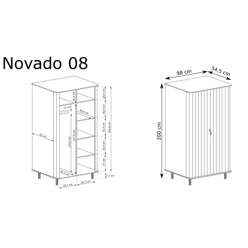 Novado NO-8 gardróbszekrény, alpesi fehér