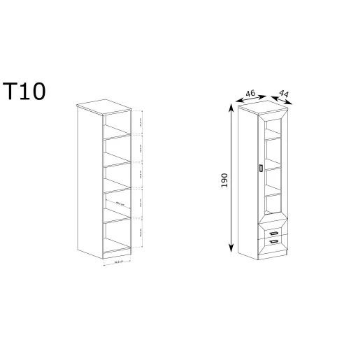 Tadeusz T-10 vitrin, lefkas tölgy