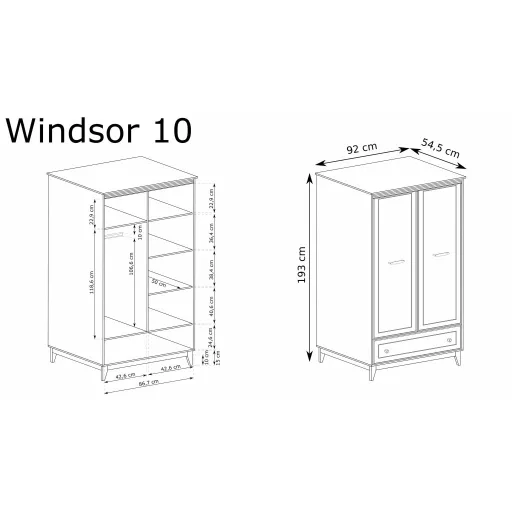 Windsor W-10 gardróbszekrény, kasmír / természetes tölgy