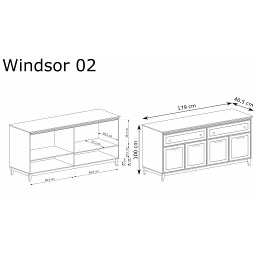 Windsor W-2 komód, kasmír / természetes tölgy