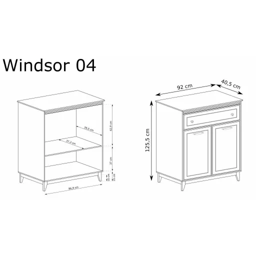 Windsor W-4 komód, kasmír / természetes tölgy
