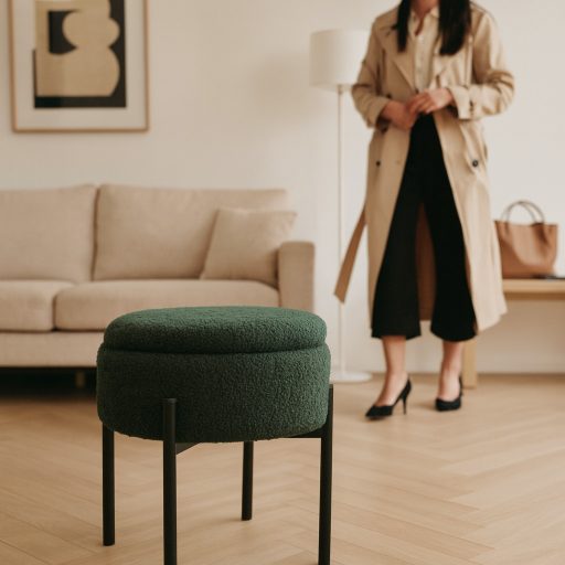 Kerek puff fém lábakon 28 x 31 cm