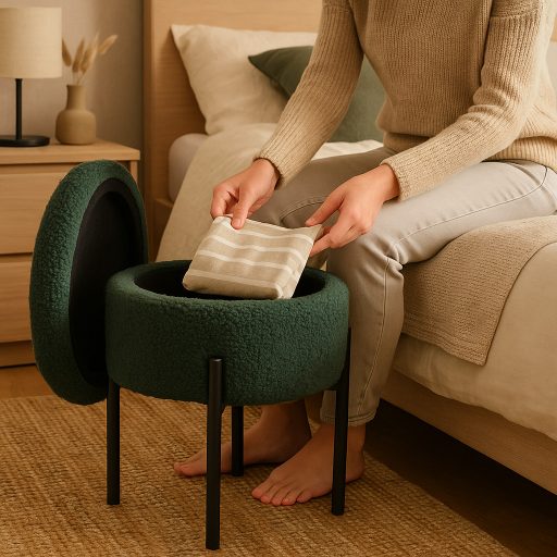 Kerek puff fém lábakon 28 x 31 cm