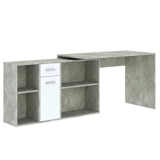 CARROLL 1 ajtós, 1 fiókos íróasztal | Beton + Fehér