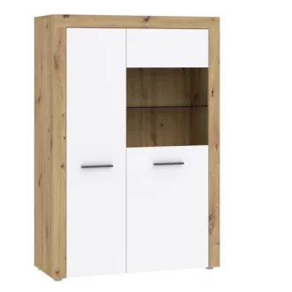 GAMA 2 ajtós vitrines szekrény | Artisan tölgy + Fehér