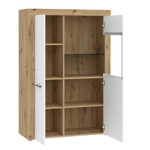 GAMA 2 ajtós vitrines szekrény | Artisan tölgy + Fehér