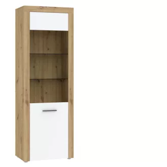 GAMA 1 ajtós vitrines szekrény | Artisan tölgy + Fehér