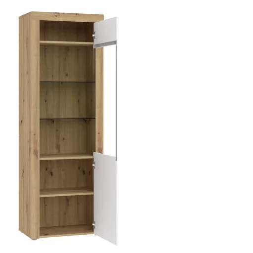 GAMA 1 ajtós vitrines szekrény | Artisan tölgy + Fehér