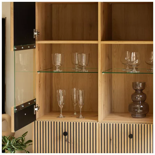 BERLIN 4 ajtós vitrines szekrény | Artisan Tölgy