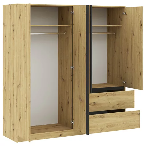 BASIT 4 ajtós, 2 fiókos ruhásszekrény | Artisan Tölgy
