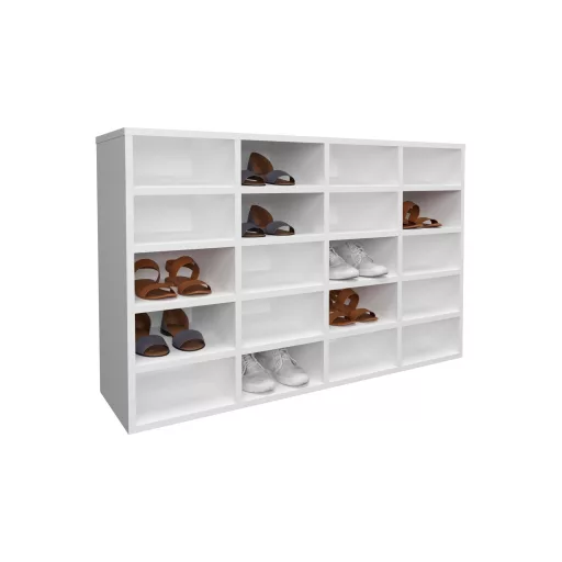 Tisso 20 polcos cipősszekrény, Fehér, 104 x 30 x 68 cm