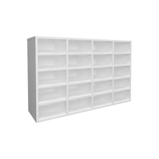 Tisso 20 polcos cipősszekrény, Fehér, 104 x 30 x 68 cm