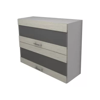   Lecce 2 üvegajtós felső konyhaszekrény, Fehér fa / Fehér, 80 x 30 x 65 cm