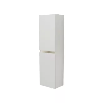   Zed 2 ajtós fali fürdőszobai magasszekrény, Fényes fehér / Fehér, MDF, 29 x 22 x 104 cm
