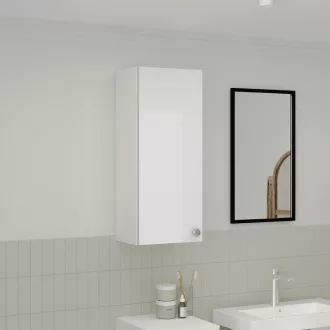   Zaria 1 ajtós fali fürdőszobai szekrény, Fényes fehér / Fehér, MDF, 30 x 22 x 72 cm