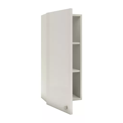 Zaria 1 ajtós fali fürdőszobai szekrény, Fényes fehér / Fehér, MDF, 30 x 22 x 72 cm