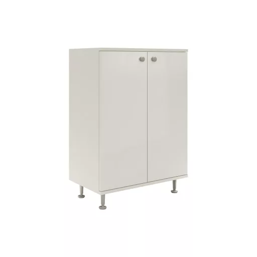 Zaria 2 ajtós fürdőszobai szekrény, Fényes fehér / Fehér, MDF, 60 x 35 x 85 cm