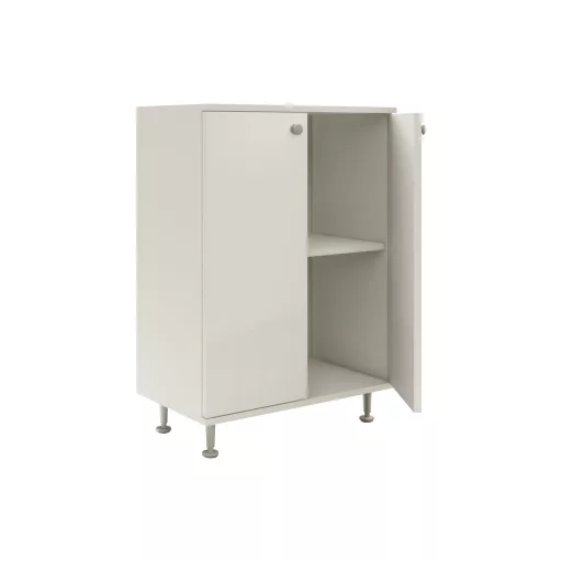 Zaria 2 ajtós fürdőszobai szekrény, Fényes fehér / Fehér, MDF, 60 x 35 x 85 cm