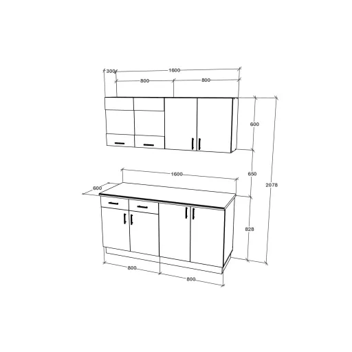 Karo V8 konyhabútor 28 mm-es Thermo munkalappal, Fehér, 160 cm