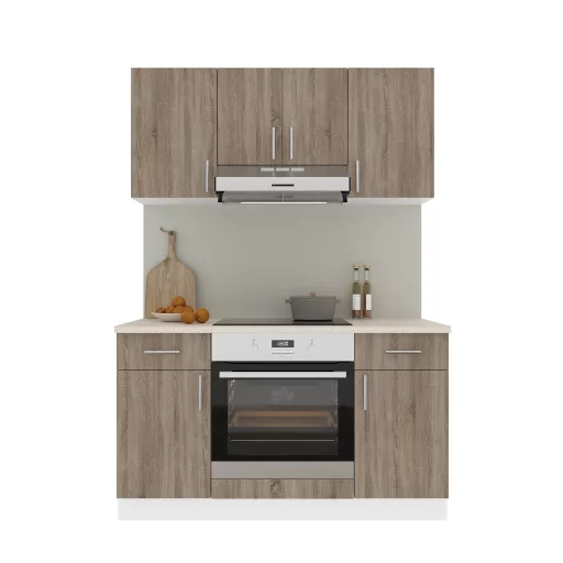 Karo V5 konyhabútor 28 mm-es Thermo munkalappal, Sötét sonoma tölgy / Fehér, 140 cm