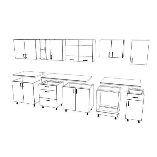 Karo V28 konyhabútor 28 mm-es Thermo munkalappal, Sötét sonoma tölgy / Fehér, 320 cm