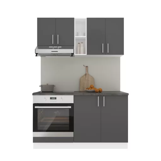 Karo V4 konyhabútor 28 mm-es Thermo munkalappal, Antracit / Fehér, 140 cm
