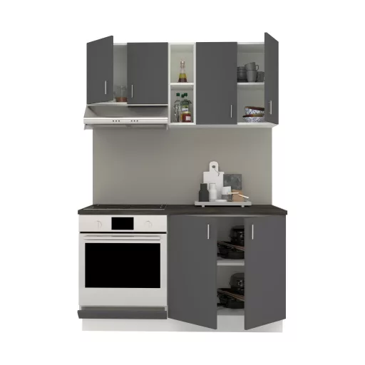 Karo V4 konyhabútor 28 mm-es Thermo munkalappal, Antracit / Fehér, 140 cm