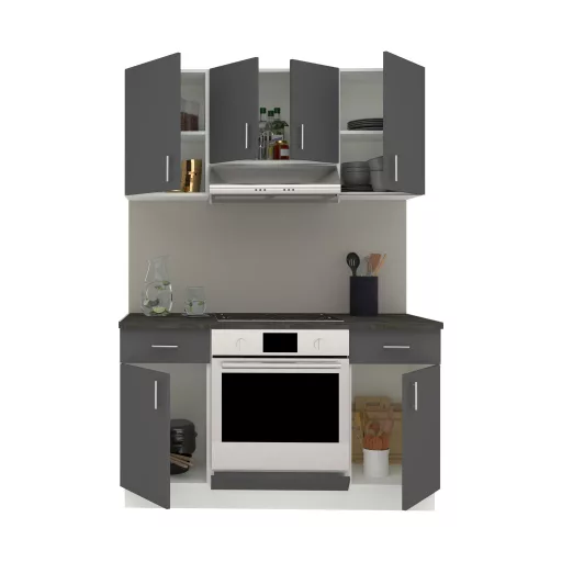 Karo V5 konyhabútor 28 mm-es Thermo munkalappal, Antracit / Fehér, 140 cm