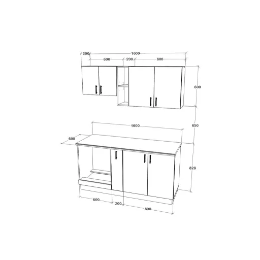 Karo V7 konyhabútor 28 mm-es Thermo munkalappal, Antracit / Fehér, 160 cm