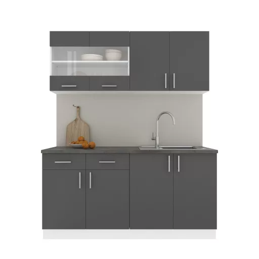 Karo V8 konyhabútor 28 mm-es Thermo munkalappal, Antracit / Fehér, 160 cm