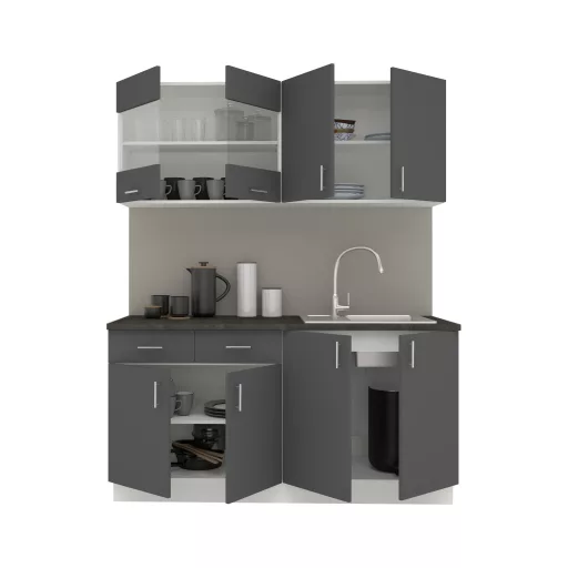 Karo V8 konyhabútor 28 mm-es Thermo munkalappal, Antracit / Fehér, 160 cm