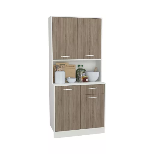 Oma tálalószekrény, Sötét sonoma tölgy / Fehér, 84 cm