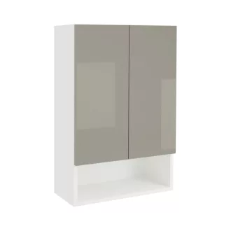   Zed 2 ajtós fali fürdőszobai szekrény, Fényes szürke / Fehér, MDF, 48 x 22 x 72 cm