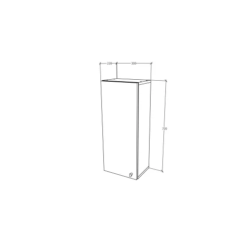 Zaria 1 ajtós fali fürdőszobai szekrény, Fényes szürke / Fehér, MDF, 30 x 22 x 72 cm