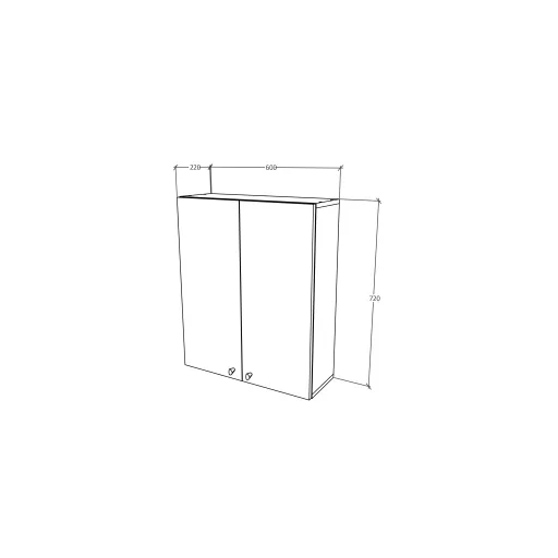 Zaria 2 ajtós fali fürdőszobai szekrény, Fényes szürke / Fehér, MDF, 60 x 22 x 72 cm